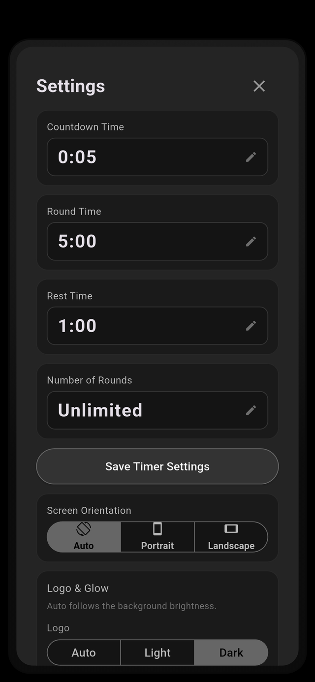 Timer settings